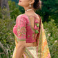 White & Pink Georgette Silk lehenga with Stone,Thread,Resham & Heavy Embroidery work