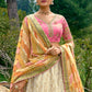 White & Pink Georgette Silk lehenga with Stone,Thread,Resham & Heavy Embroidery work