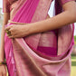 Magenta Pink Woven Georgette Saree
