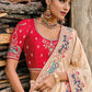 Beige Brown Dola Silk Saree with Heavy Embroidery work