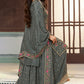 Iron Grey Chinon Floral Embroidered Sharara Suit