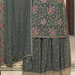 Iron Grey Chinon Floral Embroidered Sharara Suit