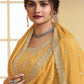 Amber Yellow Chinon Floral Embroidered Plazzo Suit