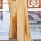 Wheat Brown Zari Woven Leheriya Georgette Saree