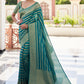 Teal Blue Zari Woven Leheriya Georgette Saree