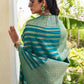 Teal Blue Zari Woven Leheriya Georgette Saree
