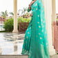 Blue & Green Zari Woven Georgette Saree