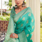 Blue & Green Zari Woven Georgette Saree
