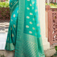 Blue & Green Zari Woven Georgette Saree