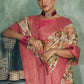 White & Pink Digital Printed Tissue Silk Saree