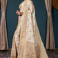 Beige Brown Zari Woven Satin Silk Saree