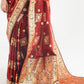 Sangria Red Zari Woven Banarasi Silk Saree