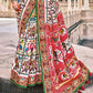 Pearl White Patan Patola Silk Saree with Embroidered Blouse