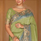 Light Green Soft Silk Saree Elegant Festive Wedding Party Wear Look