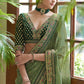 Olive Green Organza Saree with Dori, Sequins & Zari work