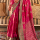 Ruby Pink Woven Banarasi Tussar Silk Saree : Top Pick