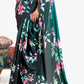 Teal Green Digital Printed Satin Crepe Saree