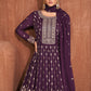 Wine Purple Georgette Embroidered Lehenga Suit