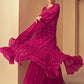 Barbie Pink Georgette Designer Embroidered Suit with Long Jacket