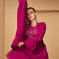 Barbie Pink Georgette Designer Embroidered Suit with Long Jacket