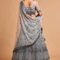 Light Grey Designer Soft Net Lehenga Choli with Zari, Dori & Thread Embroidery work