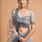 Light Grey Designer Soft Net Lehenga Choli with Zari, Dori & Thread Embroidery work