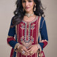 Berry Red Embroidered Chinon Silk Plazzo Suit
