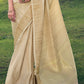 Beige Brown Zari Woven Tissue Silk Saree