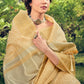 Beige Golden Zari Woven Tissue Silk Saree