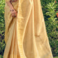 Beige Golden Zari Woven Tissue Silk Saree
