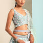 Turquoise Blue Organza Lehenga Choli with Sequins & Zarkan Embroidery work
