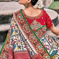 Pearl White Patan Patola Silk Saree with Embroidered Blouse