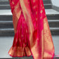 Ruby Pink Woven Banarasi Silk Saree with overall Butti