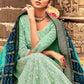 Aqua Green Georgette Lehenga Choli Having Lucknowi work and Banarasi Dupatta