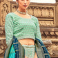 Aqua Green Georgette Lehenga Choli Having Lucknowi work and Banarasi Dupatta