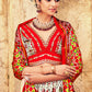 White & Red Patola Printed Banarasi Silk Lehenga Choli with Embroidery Work