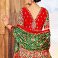 White & Red Patola Printed Banarasi Silk Lehenga Choli with Embroidery Work