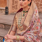 White & Brown Digital Printed Organza Silk Saree