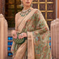 Viridian Green Digital Printed Organza Silk Saree