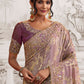 African Purple Designer Heavy Embroidered Silk Saree