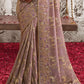 African Purple Designer Heavy Embroidered Silk Saree
