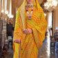 Yellow & Orange Leheriya Printed Georgette Saree