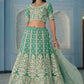 Turquoise Green Organza Lehenga Choli with Dori,Zari, Zarkan & Sequins work