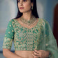 Turquoise Green Organza Lehenga Choli with Dori,Zari, Zarkan & Sequins work