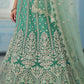 Turquoise Green Organza Lehenga Choli with Dori,Zari, Zarkan & Sequins work