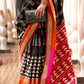 Black & Red Printed Patola Silk Saree