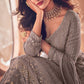 Umber Brown Georgette Front Slit Cut lehenga Suit with Embroidery work