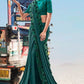 Turquoise Green Georgette Saree with Jari Thread and Diamond work
