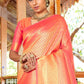 Coral Orange Woven Kanjivaram Saree:Limited Edition