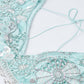 Turquoise Blue Organza Lehenga Choli with Sequins, Zarkan & Thread Embroidery work